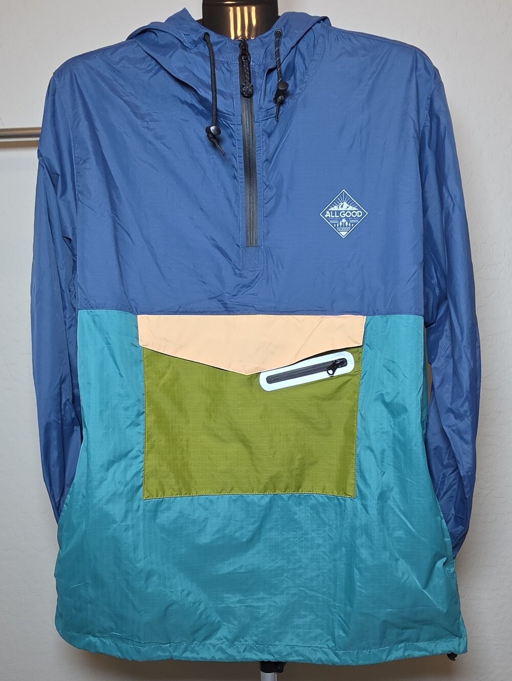 All Good "Rooted" 1/4-Zip Anorak Windbreaker Jacket.